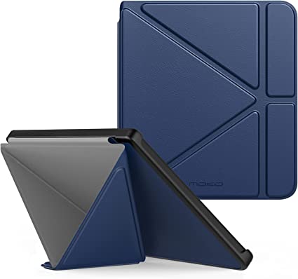 MoKo Folio Case for Kobo Libra 2 E-Reader 7 inch 2021 Released, Origami Standing Shell Cover Case with Multi Angle Magnetic PC Back Cover for Kobo Libra 2 E-Reader 7 inch 2021 Released, Indigo