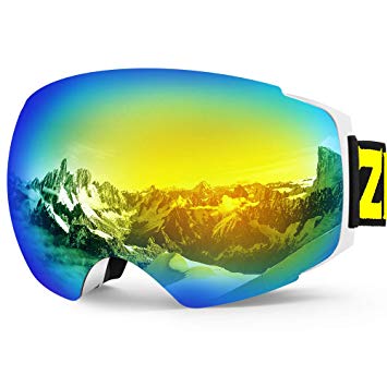 Zionor X4 Ski Snowboard Snow Goggles Magnet Dual Layers Lens Spherical Design Anti-Fog UV Protection Anti-Slip Strap for Men Women