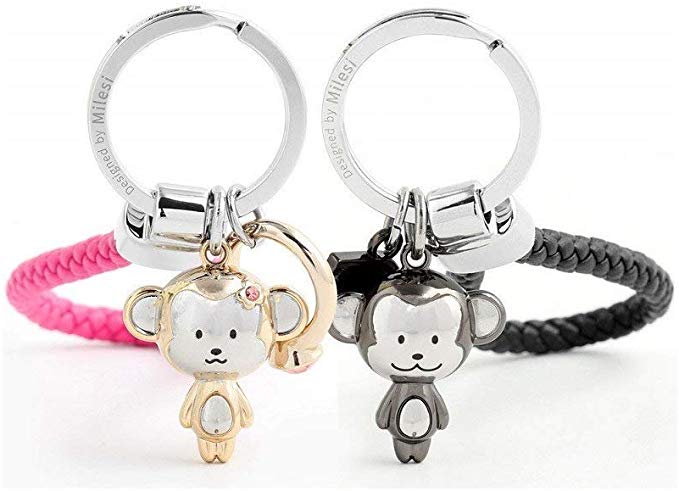 MILESI Cute Monkey Mascot Couples Keychains Valentine's Gifts for Couple