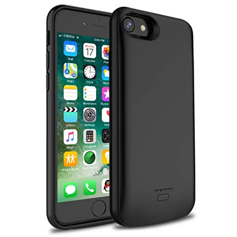iPhone 8/7/6S/6 Battery Case, Wavypo 4000mAh Ultra Slim Extended Rechargeable Charger Case External Battery Pack Portable Power Bank Protective Charging Case for iPhone 8, 7, 6S, 6 (4.7inch)-Black