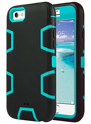 iPhone 6 Case, ULAK iPhone 6s Case 3in1 Shockproof Combo Hybrid Hard Rigid PC   Soft Silicone Protective Case Cover for Apple iPhone 6/6s (4.7 inch) (Blue Black)