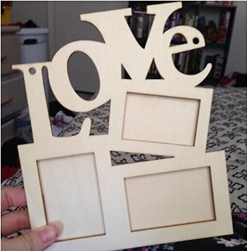 Drhob Hollow Love Wooden Family Photo Picture Frame Rahmen(wood color) Base Art DIY Home Decor
