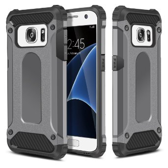 Galaxy S7 Case,Wollony Rugged Hybrid Dual Layer Armor Protective Back Case Shockproof Cover for Samsung Galaxy S7 5.1 inch - Heavy Duty - Slim Hard Shell Protection - Impact Resistant Bumper (Grey)