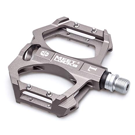 MEETLOCKS Bike Pedal CNC Aluminum Body Cr-Mo Machined 9/16 Screw Thread Spindle 3 Ultra Sealed Bearings Platform