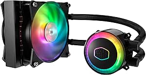 Cooler Master MasterLiquid ML120R RGB-CPU-Wasserkühler - ARGB-Beleuchtungssynchronisation, Premium-Pumpendesign und Dual-Push-Pull-MF120R-ARGB-Lüfter