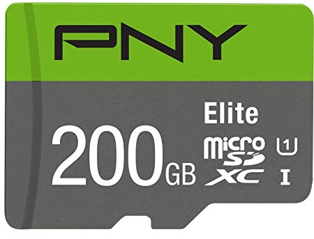 PNY Elite 200GB microSDXC Card with Adapter -UHS-I, U1, Up to 85MB/Sec (P-SDU200U185EL-GE)