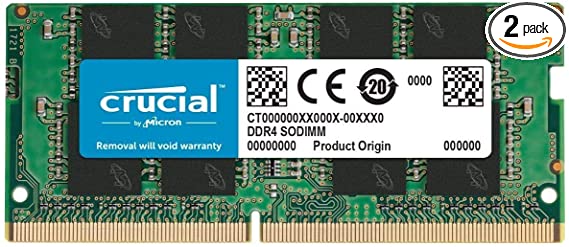 Crucial 32GB (2 x 16GB) DDR4 2666MHz SODIMM Memory Upgrade Kit CT2K16G4SFD8266 Compatible with 27 inch iMac (iMac19,1 iMac20,1 iMac20,2)