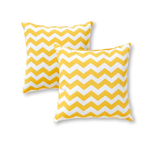 Greendale Home Fashions Indoor/Outdoor Accent Pillows, Yellow Zig Zag, Set of 2
