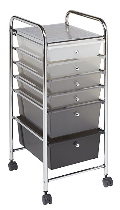 ECR4Kids 6-Drawer Mobile Organizer, Grey