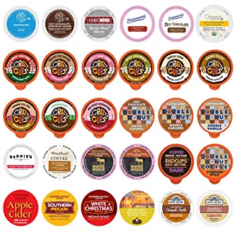 Custom Variety Pack Coffee, Tea, and Hot Chocolate Holiday Winter Sampler - Single Serve Pods for Keurig K-Cup Machines, 30 Assorted Flavors Party Mix