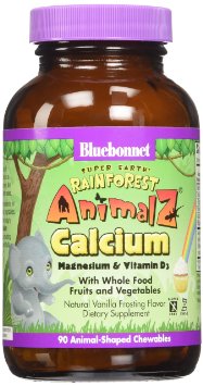 Super Earth Rainforest Animalz Calcium Magnesium & Vitamin D3 Natural Vanilla 90 chewables