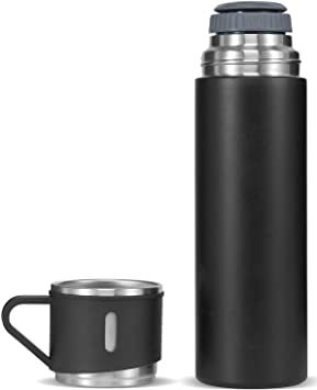 IDOKER Coffee Travel Mug, Insulated Coffee Mug With Cup, Leakproof Insulated Stainless Steel Water Bottle, Coffee Thermos,16.9oz.