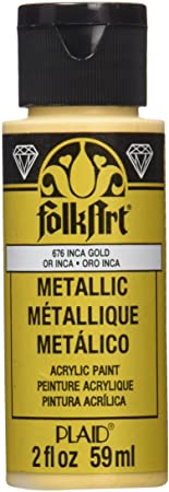 FolkArt Metallic Acrylic Paint in Assorted Colors (2 oz), 676, Inca Gold