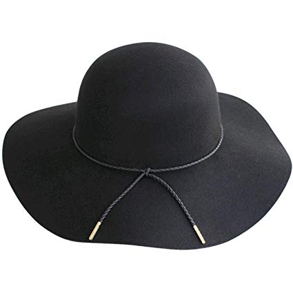 Lanzom Women Lady Retro Wide Brim Floppy Panama Hat Belt Wool Fedora Hat