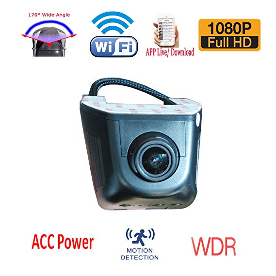 podofo Wifi Dash Cam Car Camera 170° Wide Lens Hidden Mini Car DVR Full HD 1080P Vehicle Video Recorder ACC Power G-sensor Motion Detection ACC Power