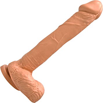 OptiSex Enormous Eric 9 Inch Cock and Balls with Suction Mount Cup, Natural Flesh