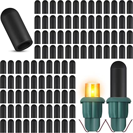 Zonon 100 Pieces Christmas Light Caps No Glow Caps Glass LED 0.18 Inch Light Blackout Caps Wide Glow Plug Caps Black Out Cover for Christmas Lights