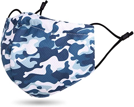 Lullaby 1 PCS Unisex Face C_Over Washable Reusable Face Madks Mouth Cover Camo Blue