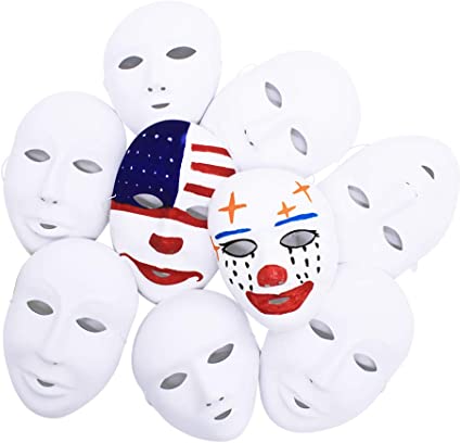 COOKY.D White Full Face Party Mask DIY Cosplay Blank Plain Masks, Pack of 24