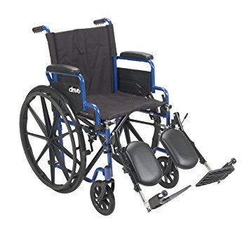 Drive Medical Blue Streak Wheelchair with Flip Back Desk Arms, Elevating Leg Rests, 16" Seat