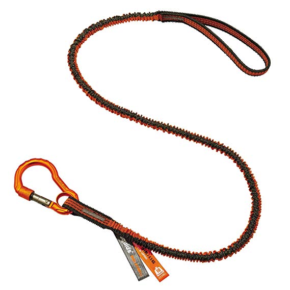 Shock Absorbing Tool Lanyard with Self-Locking Carabiner & Loop End, Tool Weight Capacity 10Lbs, Ergodyne Squids 3100