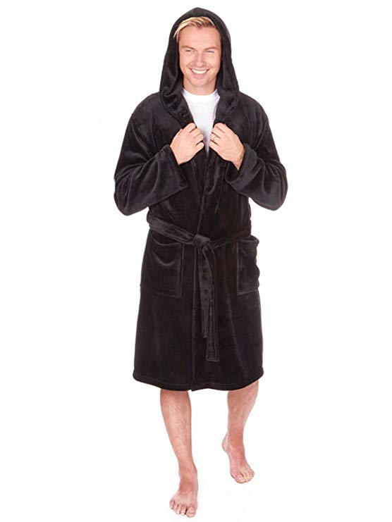 MICHAEL PAUL Men's Hooded and Non Hooded Soft Plain Dressing Gown
