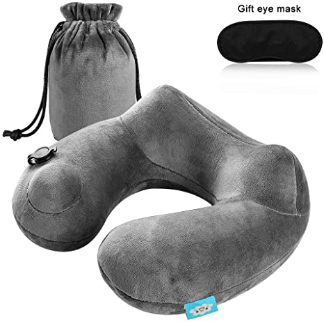 AIRGINE Removable and Washable Inflatable Travel Neck Pillow,Neck Pillow, Driving and Flying Neck Pillow, Lunch Break Pillow, Cushion.