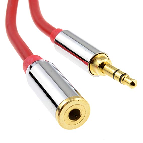 kenable PRO METAL RED 3.5mm Stereo Jack Headphone Extension Cable 0.5m 50cm
