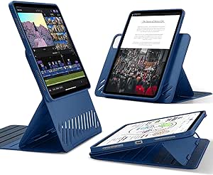 ESR for iPad Pro 11 Inch Case M4(2024, 5th Generation), Rotating Case with Removable Magnetic Cover, Adjustable Portrait/Landscape Stand with Raised Screen View, 9 Standing Angles, Shift Series, Blue