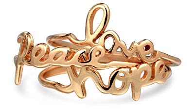 Peace Love Hope Midi Ring Set Rose Gold Plated 925 Silver