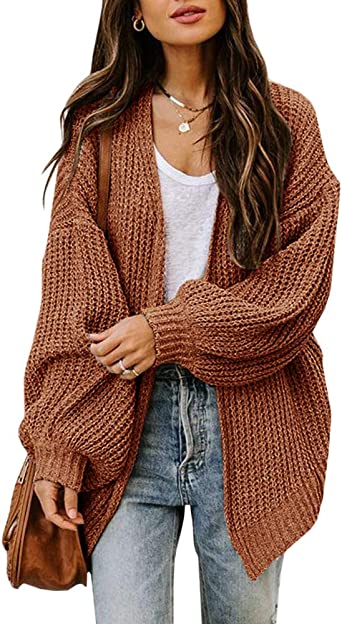 Lightweight Cardigan for Women Casual Long Sleeve Sweaters Open Front Chunky Knit Outwear Coat