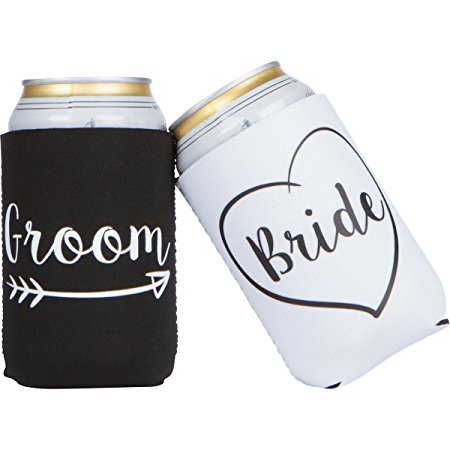 Cute Wedding Gifts - Bride and Groom Novelty Can Cooler Combo - Engagement Gift for Couples