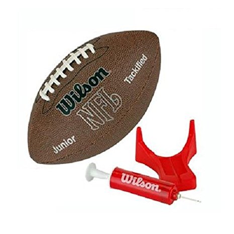 Wilson NFL MVP Junior Football with Pump and Tee, Brown