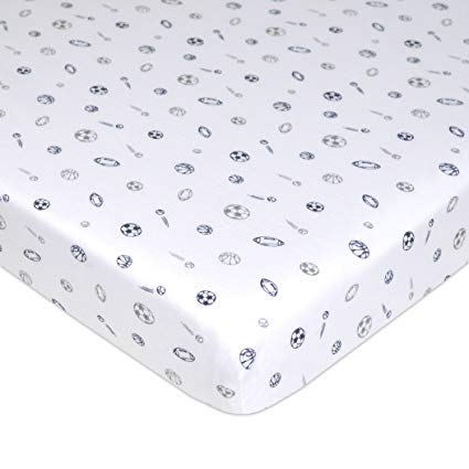 TL Care Fitted Pack N Play Playard Sheet 100% Cotton Value Jersey Knit, Sports