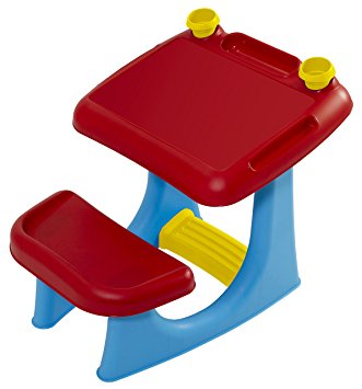 Keter Sit & Draw Kids Art Table Creativity Desk with Arts & Crafts Storage and Removable Cups, Red