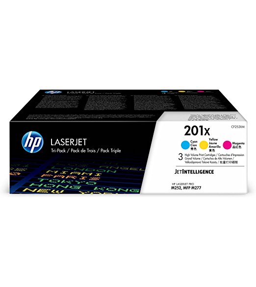 HP 201X (CF253XM) Cyan, Magenta & Yellow High Yield Original LaserJet Toner Cartridge, 3 Cartridges