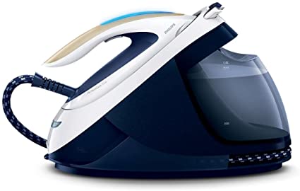 Philips PerfectCare Elite Steam Generator Iron for Medium Family Basket Loads, with OptimalTEMP: No Fabric Burns Guaranteed, 6.7 Bar, 470 g Steam Boost, Navy - GC9630/20