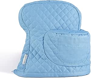 KITCHENAID Fitted Tilt-Head Solid Stand Mixer Cover with Storage Pocket, Quilted 100% Cotton, Blue Velvet, 14.4"x18"x10"