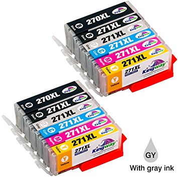 Kingway Compatible Ink Cartridge Replacement for Canon PGI-270XL CLI-270XL PGI 270 XL CLI 271 XL (2 LBK, 2 SBK, 2C, 2M, 2Y, 2 Gray) 12 Pack for Canon Pixma MG6820 MG7720 TS8020 TS9020 Printer