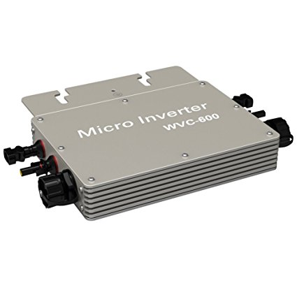 WVC600 500-600Watt Waterproof Wide Voltage Solar Grid-tie Micro Power Inverter Converter Pure Sine Wave Output Inverter Power Line Communications (Input 17-50V DC, Output 80-160V AC)