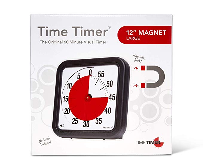 Time Timer Original MAGNETIC 12 inch; 60 Minute Visual Timer – Classroom or Meeting Countdown Clock for Kids and Adults (Black)