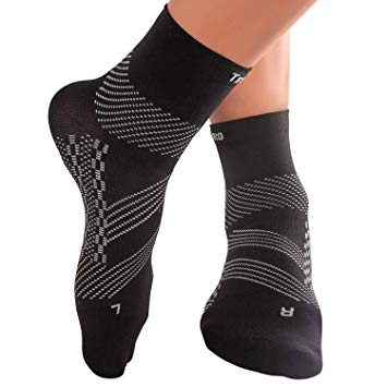 TechWare Pro Ankle Brace Compression Socks - Plantar Fasciitis Pain Relief Sock Arch Support. Foot Sleeve Relieves Achilles Tendonitis & Heel Pain. Women & Men. Everyday Use & Injury Recovery