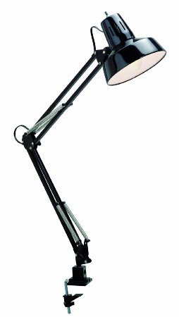 Satco Products SF76/359 Clamp on Swing Arm Drafting Light, Black