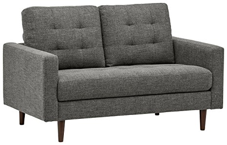 Rivet Cove Mid-Century Tufted Loveseat, 56"W, Dark Grey