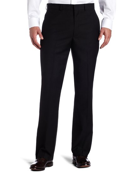 Kenneth Cole REACTION Men's Black-Solid Suit Separate Pant