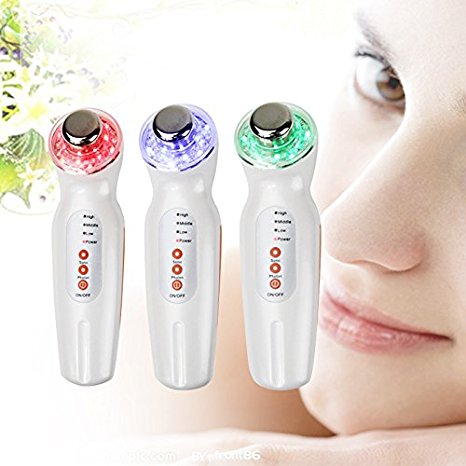 Zinnor (Mother Day's Gifts) Photon Rejuvenation 3 Color LED Light Therapy 3 MHz Ultrasonic Skin Care Facial Therapy Massager - USA Shipping