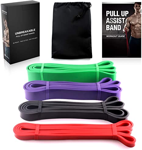 Fitness Insanity Pull Up Assist Bands – Set of 4 – Heavy Duty Resistance Bands – Mobility and Powerlifting Exercise Bands – Perfect for Body Stretching, Powerlifting and Resistance Training