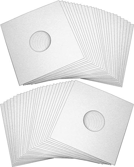 50 12" Record Jackets - White (Glossy Finish) - With Hole - #12JWWHHH - Protect Against Dust and Wear!