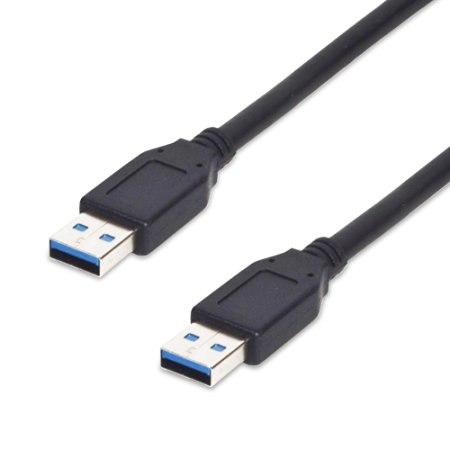 Fosmon Super Speed USB 3.0 A (Male) to USB A (Male) Data and Charging Cable for Hard Drive Enclosures, Printers, Modems, Cameras and Other USB 3.0 Compatible Devices - Black (10 Ft)