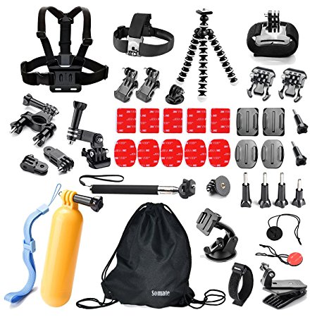 Underwater Action Camera Accessories Kit Bundle for Gopro Hero 5/4/3 2/1 Session Silver Black Camera APEMAN;YI 4K Campark ACT74/76 & NEXGADGET (42 Items)